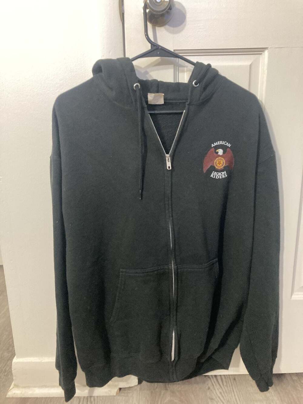 Port and Company American Legion Riders Zip-Up Hoodie Size L Black Fleece
